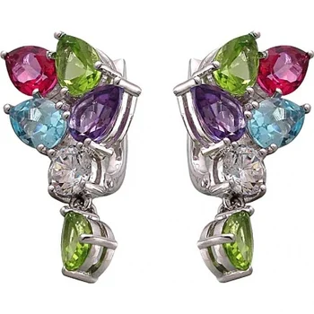 

Esthete earrings with a scattering of colored stones made of silver