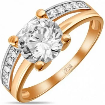 

Lucas gold ring with Swarovski crystal and red gold cubic zirconia