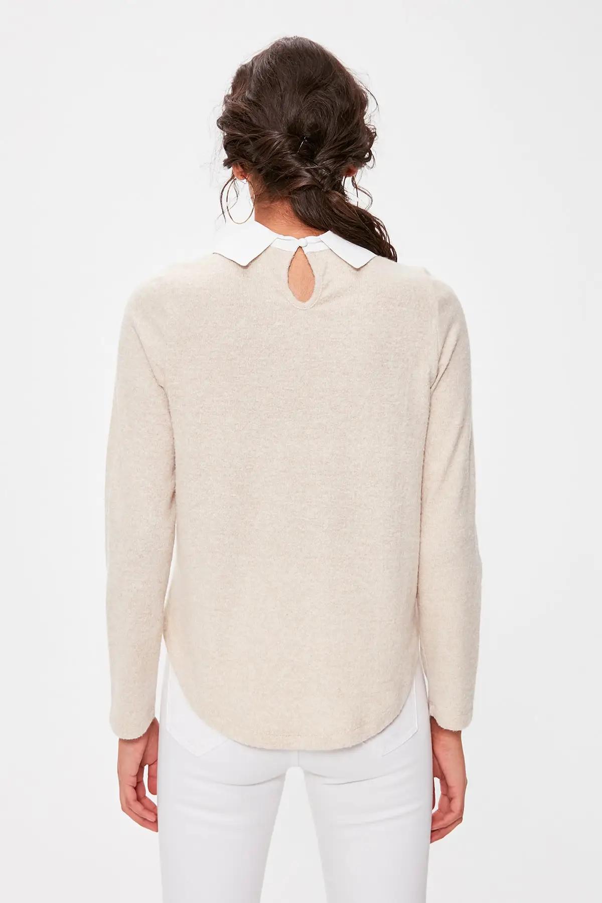 Trendyol Camel рубашка воротник трикотажная блузка TWOAW20BZ0613