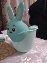 Taza de champú para ducha de niños recién nacidos, vaso de ducha de conejo de dibujos animados, cuchara de agua para ducha de bebé, taza de baño de riego