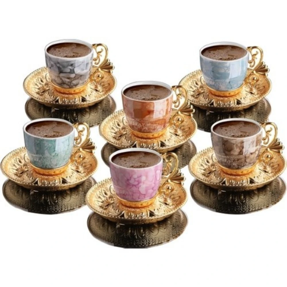 Smederij onze Afgekeurd 12 Pcs Porselein Espresso Koffie Beker Turkse Koffie Set Voor 6 Persoon  Zilver Goud Koffie Levert Thee En Koffie set|Koffiewarensets| - AliExpress