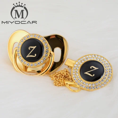 MIYOCAR Начальная Буква Z имя Элегантный Серебряный bling соска и пустышка Клип BPA бесплатно пустышка bling уникальный дизайн SGS пройти LZ - Цвет: LZ-8   6-18M