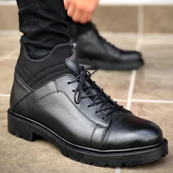 

BA0145 In Non-Genuine Leather Stretch Detail Black Men Sports Half Ankle Boot