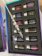 Pluma de cristal con purpurina en polvo, pluma estilográfica de cristal de 7/13 uds, 12 colores de tinta Dip Pen Starry Sky Unicorn conjunto con caja de regalo suministros de escritura