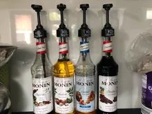 Dispensador de café de 1 litro, bomba de jarabe, dispensador de líquido negro para jarabe Monin, 10Ml, botella de zumo, 4 Uds.