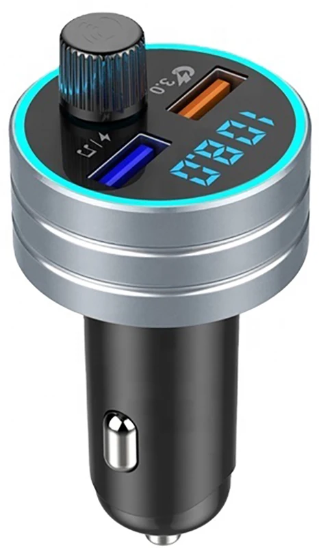 FM трансмиттер HRS C1 (Быстрая зарядка + 1А Micro SD BT 5.0) (Серебристый) | Автомобили и