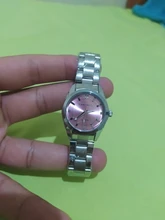 CHRONOS-Reloj de acero inoxidable con diamantes de imitación para mujer, pulsera de plata, cuarzo, resistente al agua, analógico, de negocios, esfera rosa y azul