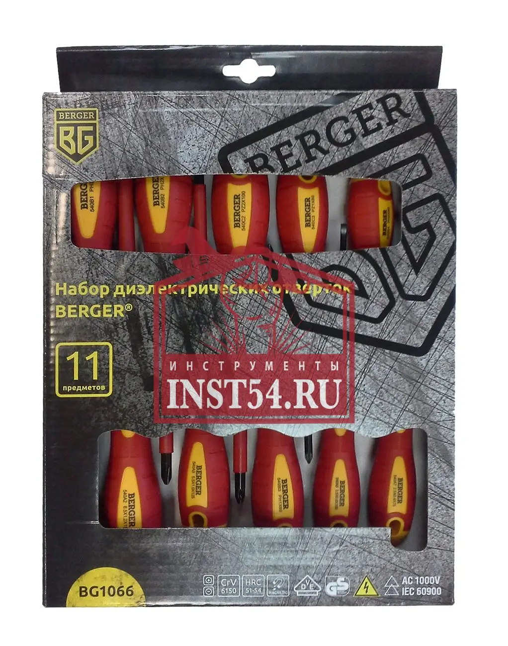 Набор отверток диэлектрических до 1000V 11 предметов Berger BG1066