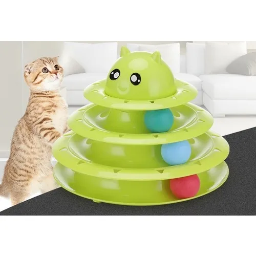 

Petzoom 3-Tier Cat Toy Cat Head Cat Toy Meets The Mental And Physical Exercise Needs Of Cats