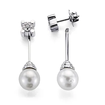 

Earrings 18k white gold 7 sparkling diamond 0,25ct Pearl [7322]