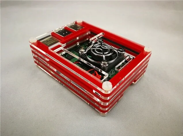 Для Raspberry Pi 4 Модель B акриловые 9-слойные чехол Clear охлаждающая коробка с игрушками крышка - Цвет: Красный