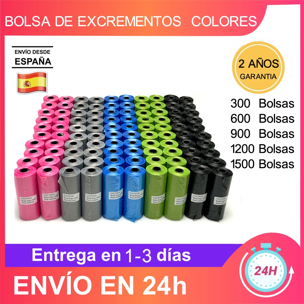 Buena Marca Bolsas Caca Para Excrementos De Perro 150/300/600/900/1200/1500 Bolsa Multicolor caca bolsa Para Perro Mascotas