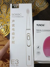 Cepillo de dientes eléctrico Seago Sonic SG-551 con reemplazo de cabezales de cepillo 4 modos de limpieza una operación clave sónico vibración cepillo resistente al agua