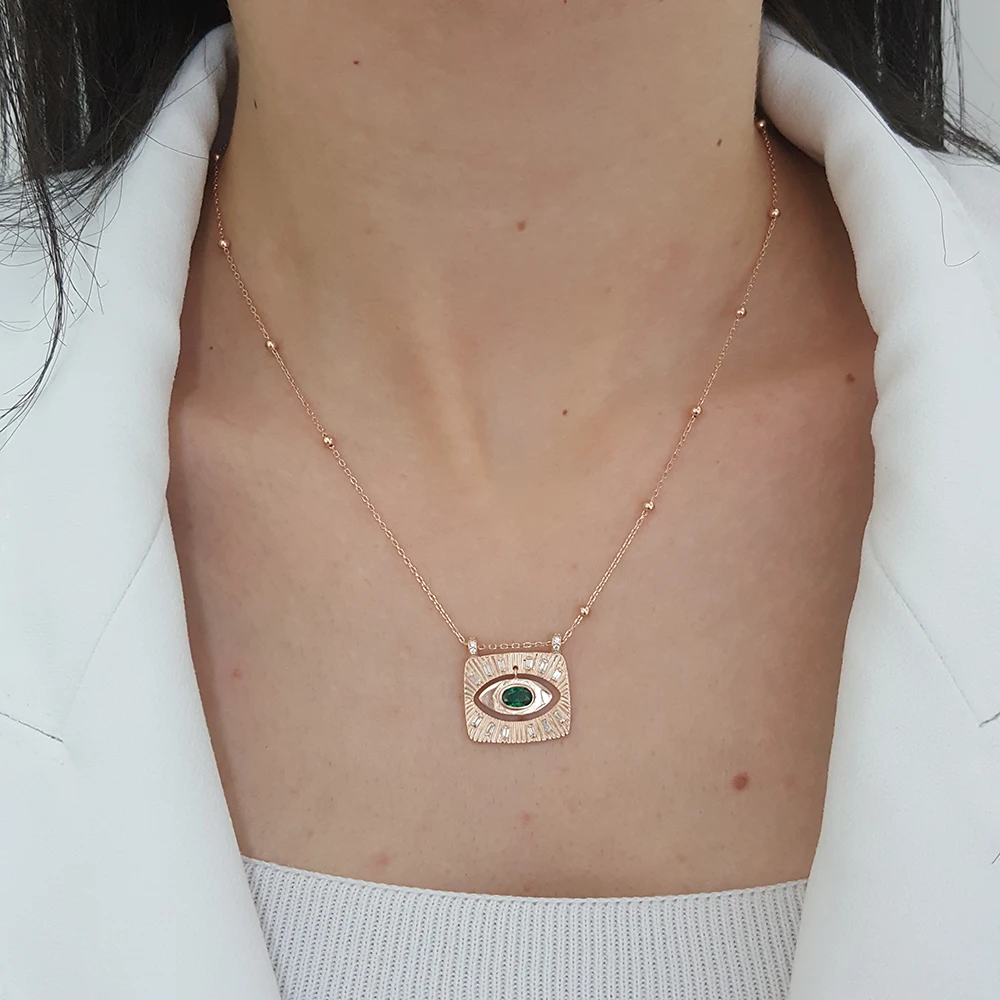 

Trendy 925 Silver Lucky Turkish Jewelry Zircon Fashion Shine Star Sun Evil Eye Necklace For Women Minimal Style Luxury Designer