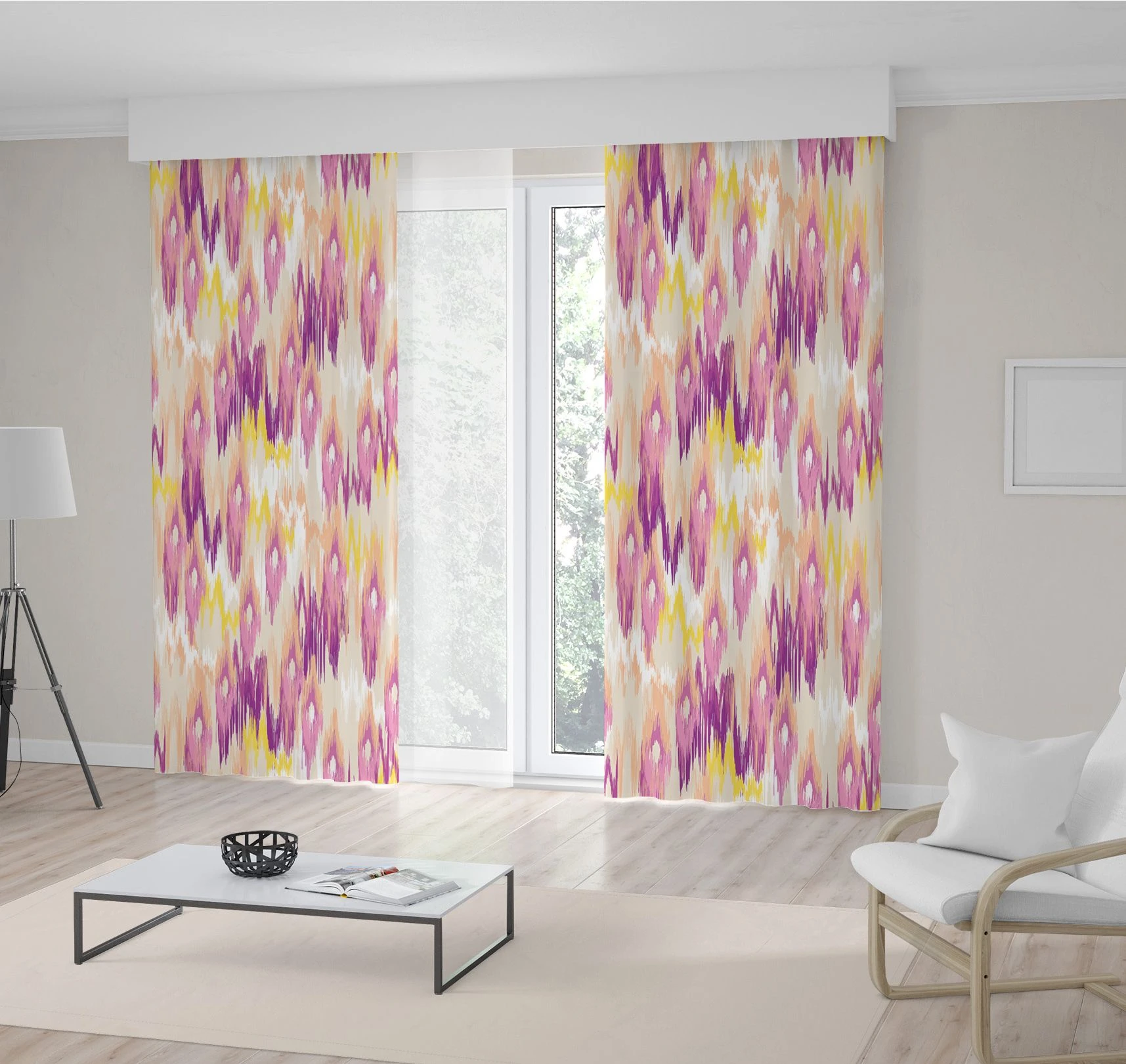 Curtain Fashionable Bright Colored Ikat Pattern In Yellow Fuchsia Tribal Design Fun Decorating Curtains Aliexpress