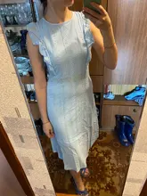 VITIANA-vestido Midi informal para mujer, vestido largo Midi liso en blanco y azul con encaje, sin mangas, elegante para fiesta de verano, 2018
