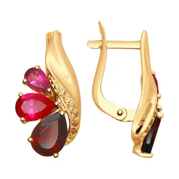 

Sokolov drop earrings with stones in gold with a mix of stones, fashion jewelry, 585, women's male, long earrings