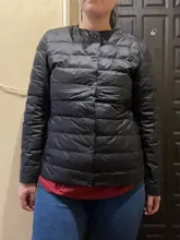 Abrigo de plumón ultraligero para mujer, chaqueta de plumón de pato sin cuello redondo, acolchado, portátil, novedad de invierno 2020