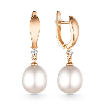 

Gold earrings with cubic zirconia and pearls sunlight sample 585
