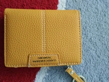Cartera de piel sintética suave para mujer, cartera amarilla de marca, monedero Mini con broche, tarjetero, billetera corta, Bolso pequeño Delgado, llavero con cremallera