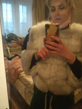 De invierno de la moda de cuero cálida capa natural abrigo de piel de zorro chaqueta de piel auténtica de zorro de invierno grueso abrigo cálido