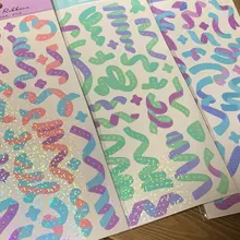 Pegatinas de PVC decorativas con láser, cinta colorida, etiqueta de palo de Scrapbooking, bricolaje, diario, álbum, adhesivo de papelería, accesorios