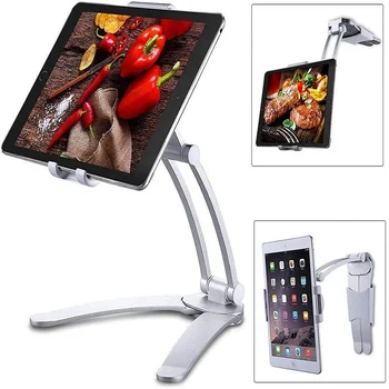 

Wall Desk Tablet Stand Digital Kitchen Tablet Mount Stand Metal Bracket Smartphones Holders Fit For 5-10.5 inch Width Tablet
