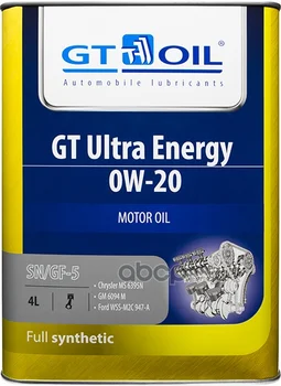 

GT oil oil GT ultra energy SAE 0W-20 API SN/GF-5 blue. 4 L
