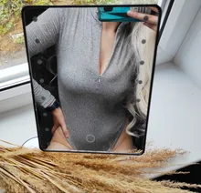 Shestyle-Body liso con cremallera para mujer, bodys sexys de cuello falso para mujer, ropa básica ajustada de manga larga para otoño e invierno, trajes grises para mujer
