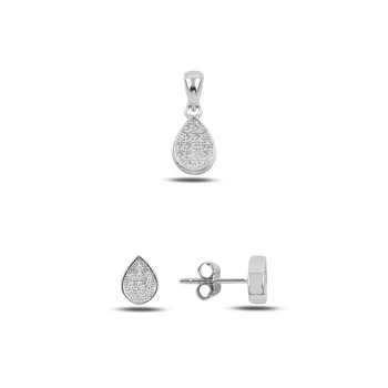 

Kutaydan Zircon Cubic Zirconia Drop 925 Sterling Silver Set Made in Turkey