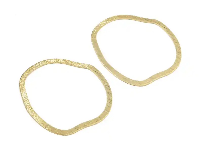 TR030 Adjustable Geometry Brass Rings 2pcs Raw Brass Crown Ring