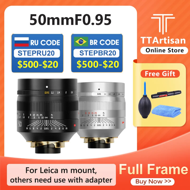 TTArtisan 50 мм F0.95 Полнокадровый объектив для Leica M Mount MF ручная фокусировка камера