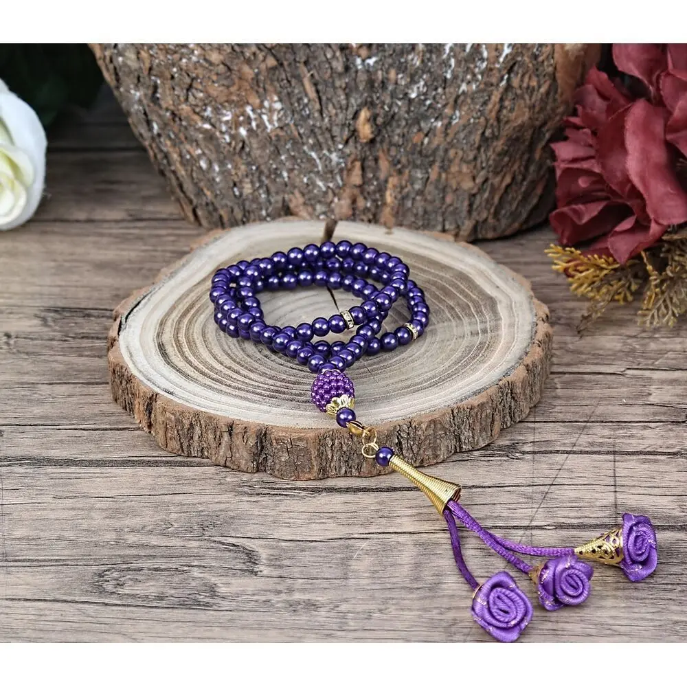 Lux Rosary Muslim Islamic Community Rose Pattern Handmade Pearl Gift Set Ramadan 2023 Mevlüt Worship Prayer Turkey Store