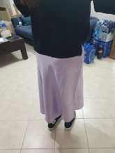 Mnealways18-falda de seda satinada para mujer, Falda larga de cintura alta, color púrpura, elegante, para oficina, Primavera, 2020