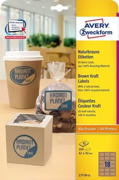 

Avery zweckform Kraft paper labels, Brown, 62x42mm, 450 W