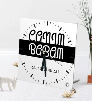 

Personalized Dear Dad Desktop Square Glass Saat-4