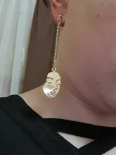 Pendientes de Clip de Cara hueca con estilo abstracto para niñas, sin Piercing, aretes con abalorio llamativo, novedad de 2019