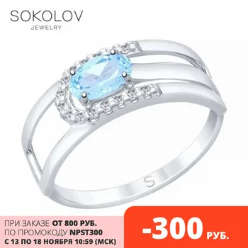 

SOKOLOV ring of silver with Topaz and fianitami, fashion jewelry, 925, women's/men's, male/female, women's male