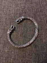 Pulsera Vintage de cabeza de dragón, brazalete abierto con boca, estilo nórdico, Vikingo, diseño trenzado antiguo tallado, joyería