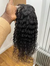 180% de la onda de agua peluca con malla Frontal transparente Frontal de encaje pelucas mojado y ondulado frente de encaje pelucas de cabello humano T parte rizado Peluca de cabello humano