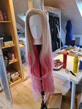 L-Email Wig Blonde Ahri Cosplay Synthetic-Hair KDA Baddest Heat-Resistant with LOL Ears