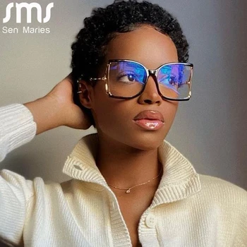 

Oversized Eyeglasses Frame Women Men Square Glasses Clear Lens Sunglasses Frame Fashion Spectacles Vintage Eyewear Metal Legs