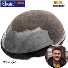 Q6 Lace Toupee Men Lace & PU Wig For Men Replacement System Unit For Men Toupee Male Hair Prosthesis 100% Human Hair Men's Wigs