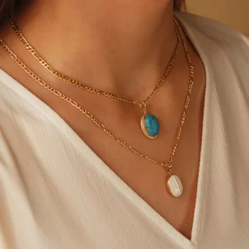 

Turquoise Stone Gold Necklace 05-390-9KU140-9KLY632 (Top)
