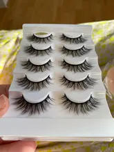 Pestañas postizas 3D, 5 pares, pelo de visón de imitación, pestañas de serie Wispies Fluffies naturales, largas y suaves, hechas a mano, pestañas negras sin crueldad