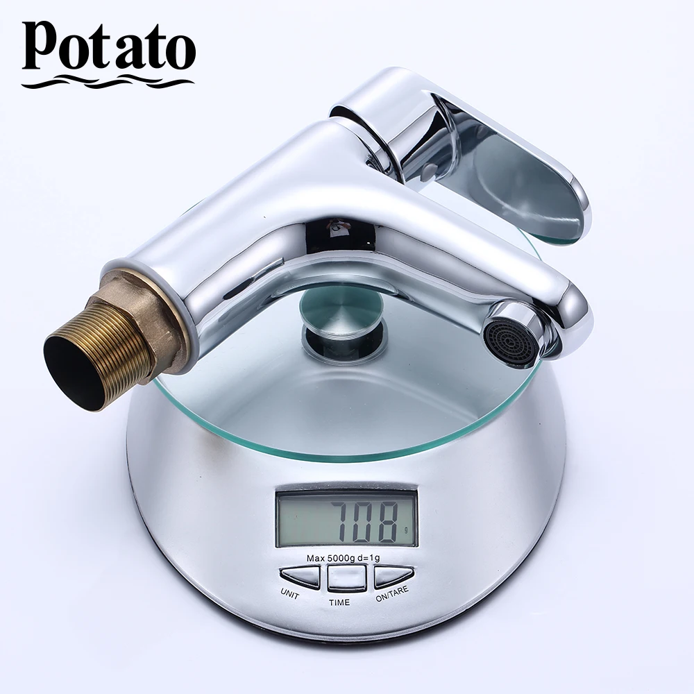Potato Кран с хромированным фильтром, стальной кран для ванной, смеситель для раковины, кран для горячей и холодной воды,p10220
