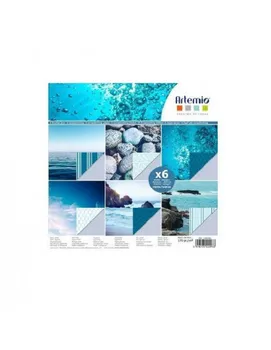 

BLOCK 6 SHEETS FOR SCRAPBOOKING 30X30 CM PHOTOS WITH BLUE BACKGROUND