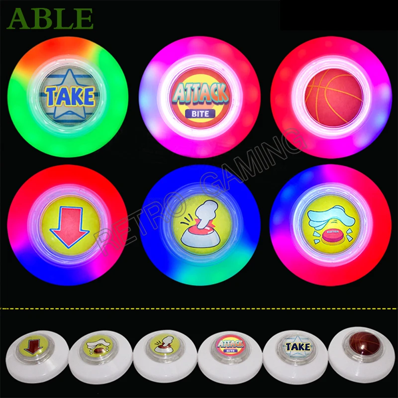 10pcs New Crane Machine 76mm RGB Colorful Push Button Arcade LED Buttons With 12v to Doll Machine Arcade Cabinet DIY Sticker