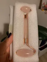 Rodillo de cuarzo rosa natural para masaje facial, rodillo para masaje facial con piedra de jade natural, adelgazante, eliminación de arrugas en cara y barbilla, herramienta para el cuidado de la belleza