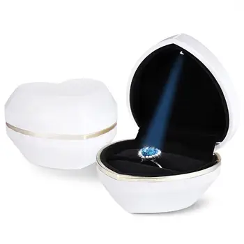 

White Romantic heart shape Ring Box Jewelry Wedding Ring Box Jewelry Display Gift Case Free Shipping